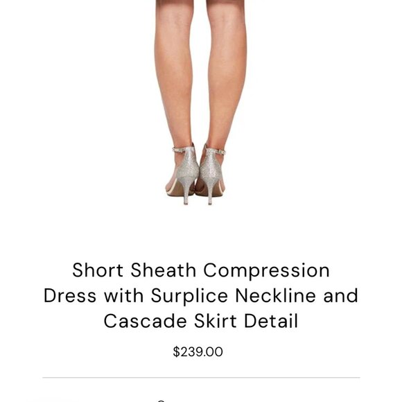 Alex Evenings Short Sheath Compression Dress with Surplice Neckline - Picture 8 of 8